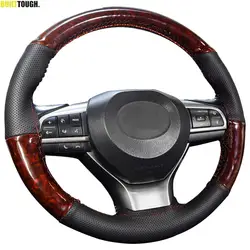 Wood Grain Car Steering Wheel Braid Cover Universal 38cm Wooden Pattern Leather Needles Thread Sewing DIY Soft Auto Accessories