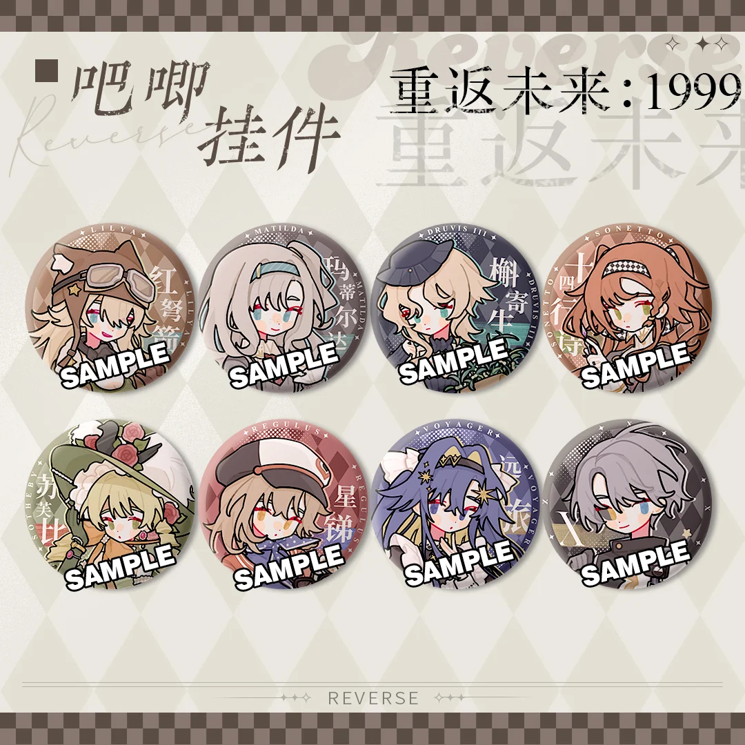 2024 Anime Reverse:1999 Lilya Matilda Bouanich Druvis III Metal Badge Brooch Pins Baji Acrylic Keychain Pendant Cosplay Gifts