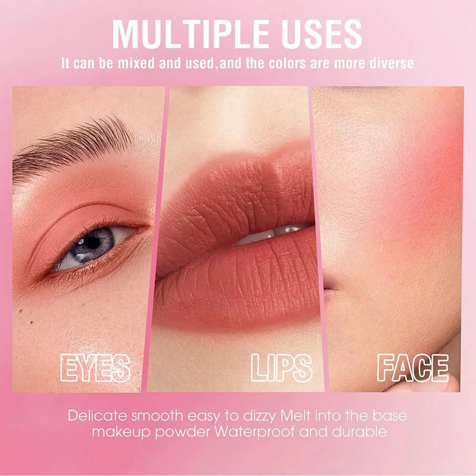 كريم أحمر الخدود الطبيعي غير اللامع يدوم طويلاً ومقاوم للماء وتفتيح متعدد الاستخدام للشفاه والوجه والخدود أحادي اللون عاري #2