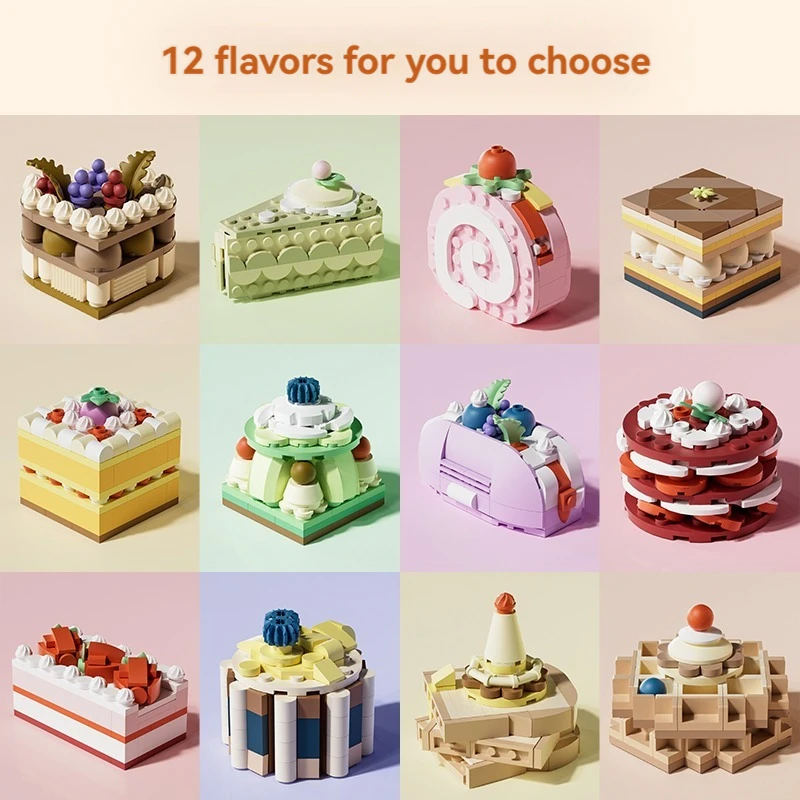 ToylinX Cute Dessert Toys Model Building Blocks 12 Types Plastic Cake Blocks Toys Girls Birthday Gift For Boys Girls and Friends