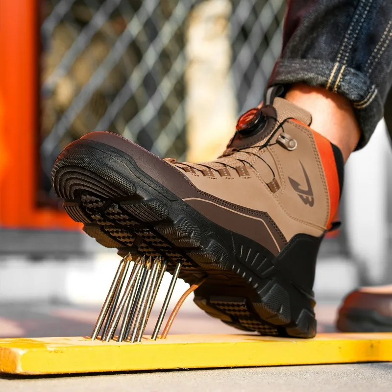 Men Safety Boots Steel Toe Work Shoes Puncture-Proof Indestructible Shoe Outdoor Protection Boots High Top Non-slip Safety Shoes