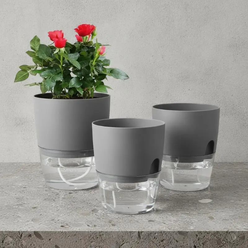 1Pcs Transparent Self-Watering Flower Pot Lazy Hydroponic Planter for Indoor Vegetable Herb Growing Use