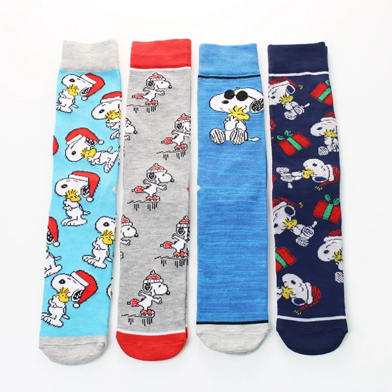 Snoopy Socks Cartoon Personality Tide Socks Women Men Sports Couple Sock In The Tube Cartoon Embroidery Breathable Cotton Socks