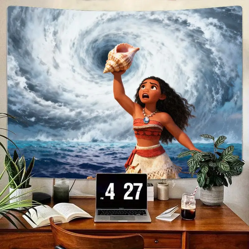 

1 шт. гобелен Disney Moana, Ocean Adventure Swirling Vortex и раковина, настенное искусство, полиэстер, домашний декор для спальни, гостиной