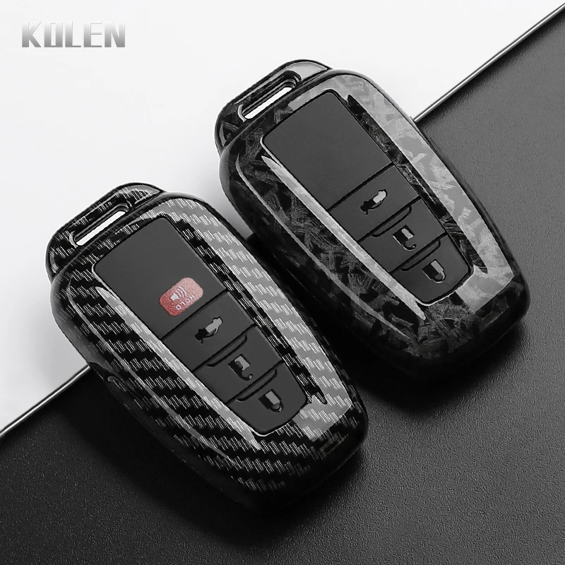 Funda para llave de coche estilo fibra de carbono ABS para Toyota Corolla Rav4 Camry 70 Prado RAV 150 CHR Avalon Land Cruiser Prius llavero