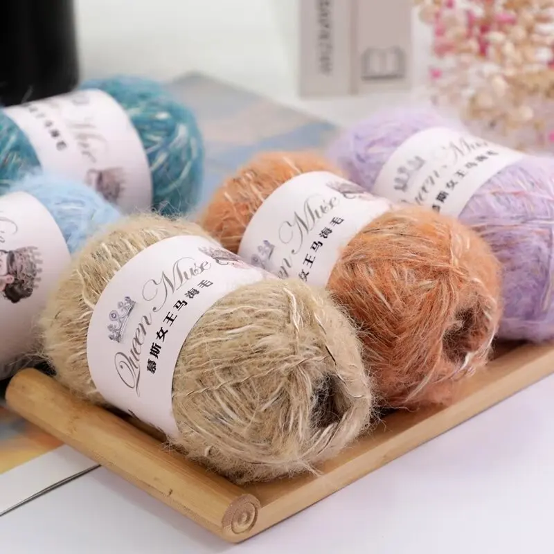 50 جرام/لفة الموهير غزل الصوف اضافية لينة الدافئة الشعر الطويل غرامة الطفل الصوف غزل الكروشيه للحياكة اليدوية وشاح قبعة سترة معطف