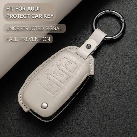 Lädernyckelfodral för bilnyckelring, skyddande skal, nyckelring för Audi A1 A3 A4 A5 A6 A7 8P 8L 8V B6 B7 TT Q2 Q3 Q5 Q7 R8 S6 SQ5 RS3 RS4 10 best sales 8v - №4