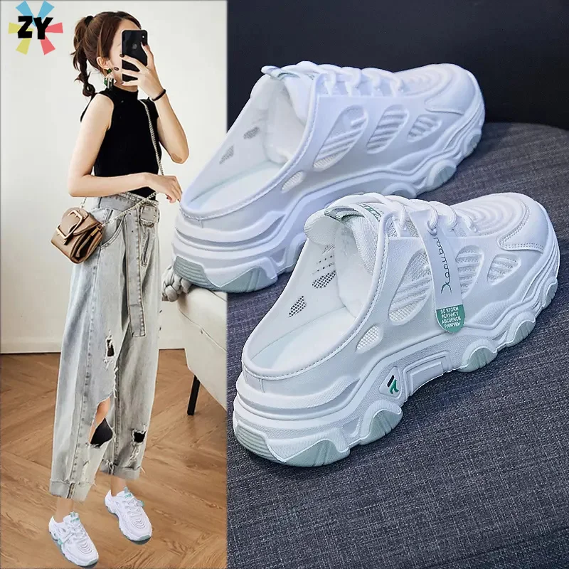 

Summer Breathable Half Slippers Fashion Women's Shoes Outdoor Slip Resistant Walking Shoes Classic Trendy Casual Shoes slippers