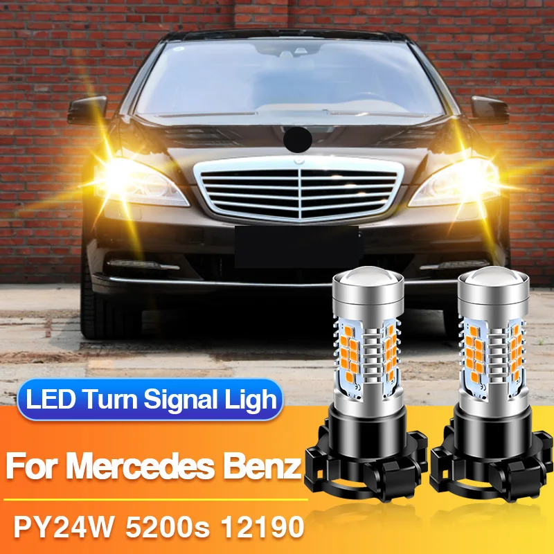 

2PCS PY24W LED Front Turn Signal Light PY24WSV Blub for Mercedes Benz S-Class W221/R-Class W251/SL-Class R230, Car Lamp Canbus