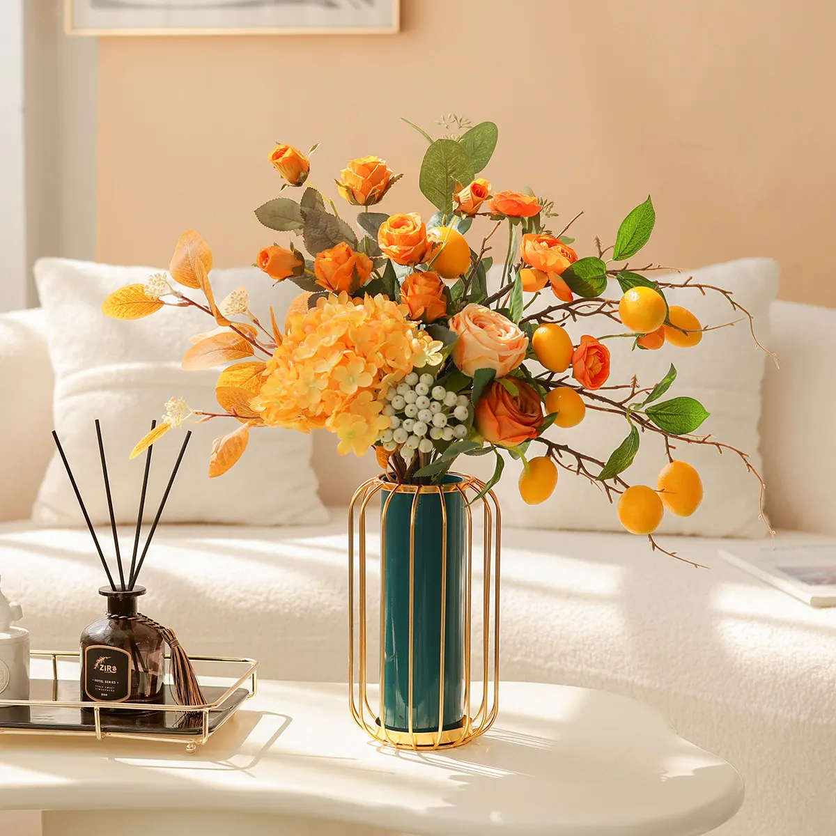 

Artificial flowers for living room decoration, dried flowers, plastic floral arrangements for dining table decoration