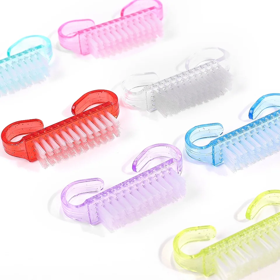 50/1 Piezas Brochas de Plástico para Nail Art Color Mezclado Cepillo de Limpieza para Manos y Uñas Limpiador de Polvo Nail Art Manicura Suave Removedor Herramientas 5