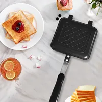 Bread Barbecue Plate Sandwich Waffle Mold Aluminum Alloy Non-stick Double Sided Frying Pan for Breakfast Pancakes Toast Omelets