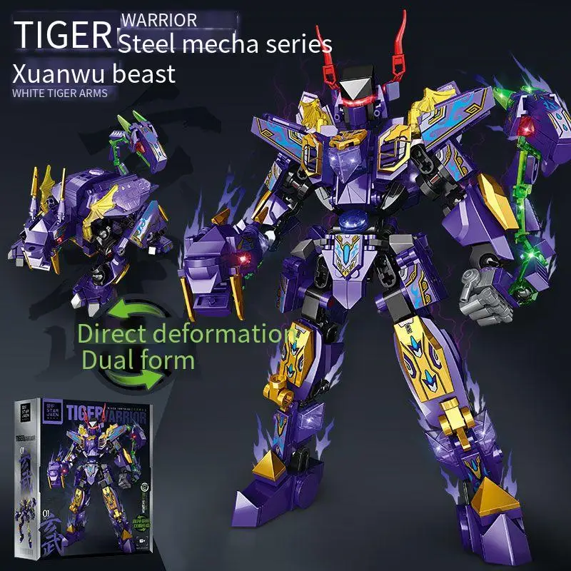 Boy Transformation Mechanical Mech Building Blocks Robot Assembly Model Children's Education Toy Set Gift