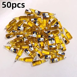 50pcs Wholesale Small Yellow Bottle Resin Charms Bulk Popular Beer Drink Bottles Pendant For Earring Keychain Diy Jewelry Make