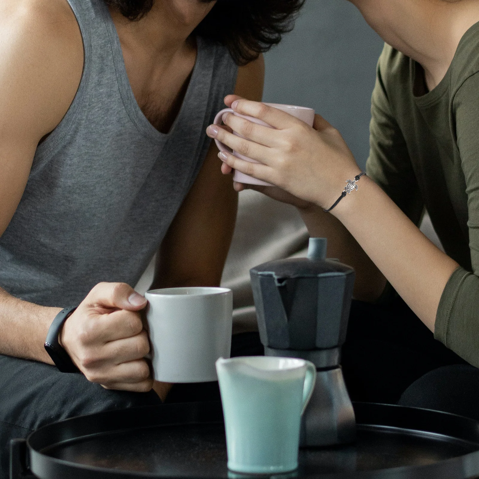 

1 Pair Turtle Bracelet Adjustable Braided Couple Wrist Jewelry Friendship Matching Gift For Valentine Anniversary Wedding Daily