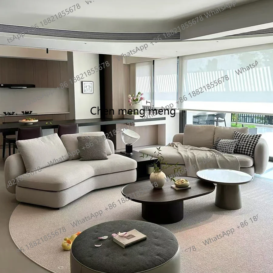 

Italian minimalist Saint-Germain sofa living room special-shaped corner combination fabric sofa