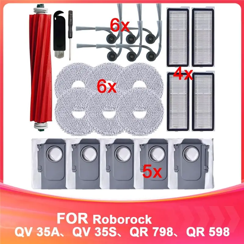

ABAH-Replacement Accessories Kit With Roborock QV 35A, QV 35S QR 798, QR 598 Robot Vacuum