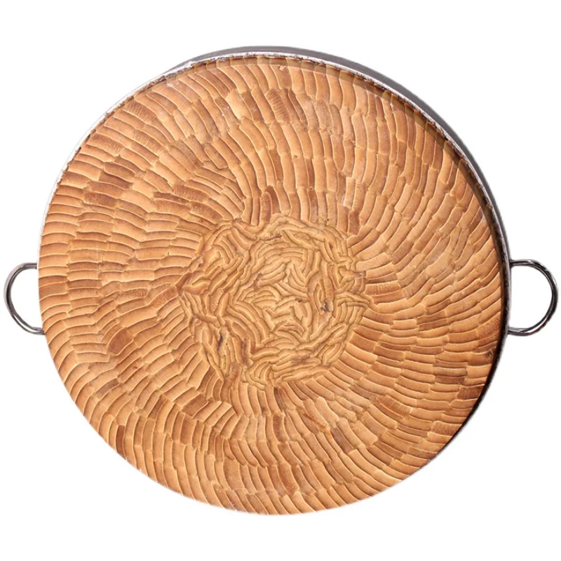 4-12CM Thick Heather Bamboo Solid Wood Double Face 34-50CM Round Chopping Cutting Board Block for Restaurant with Lifting Handle