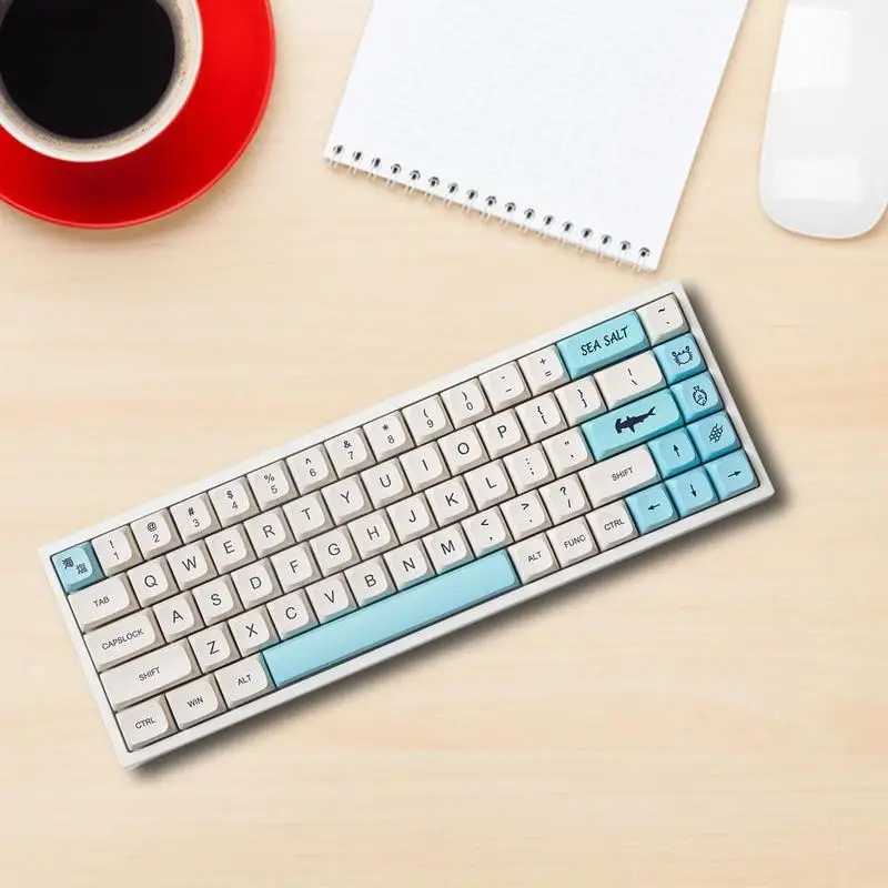 Cherry gmmk pro用のメカニカルキーボードキー,138キー,xda pbtキャップ,昇華,海,ソルト,テーマ,青,白,x da,キーボードキャップ61 64 68