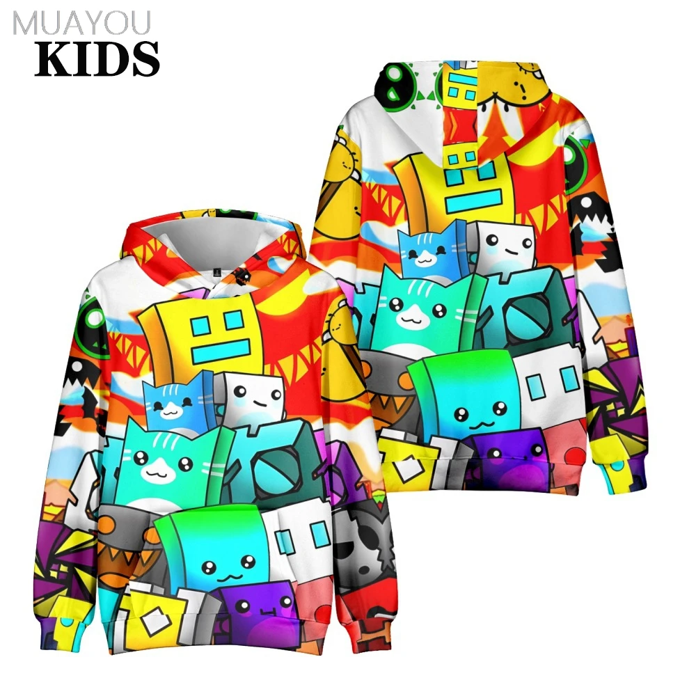 

Kids Hoodies Game Harajuku Geometry Dash Casual Personality Streetwear Hooded Top Sweatshirts Geometry Dash Men Women Hoodie