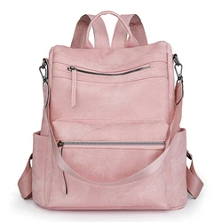 Anti theft Backpack Women Vintage PU Leather Backpack Student School Bags for Teenagers Girls Large Capacity Travel Backpack