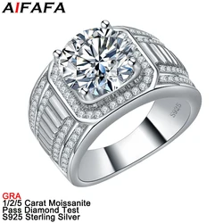 1 2 5 Carat D Color Moissanite Diamond Rings for Men s925 Silver Moissanita Thick and Solid Man Ring Fine Jewellery