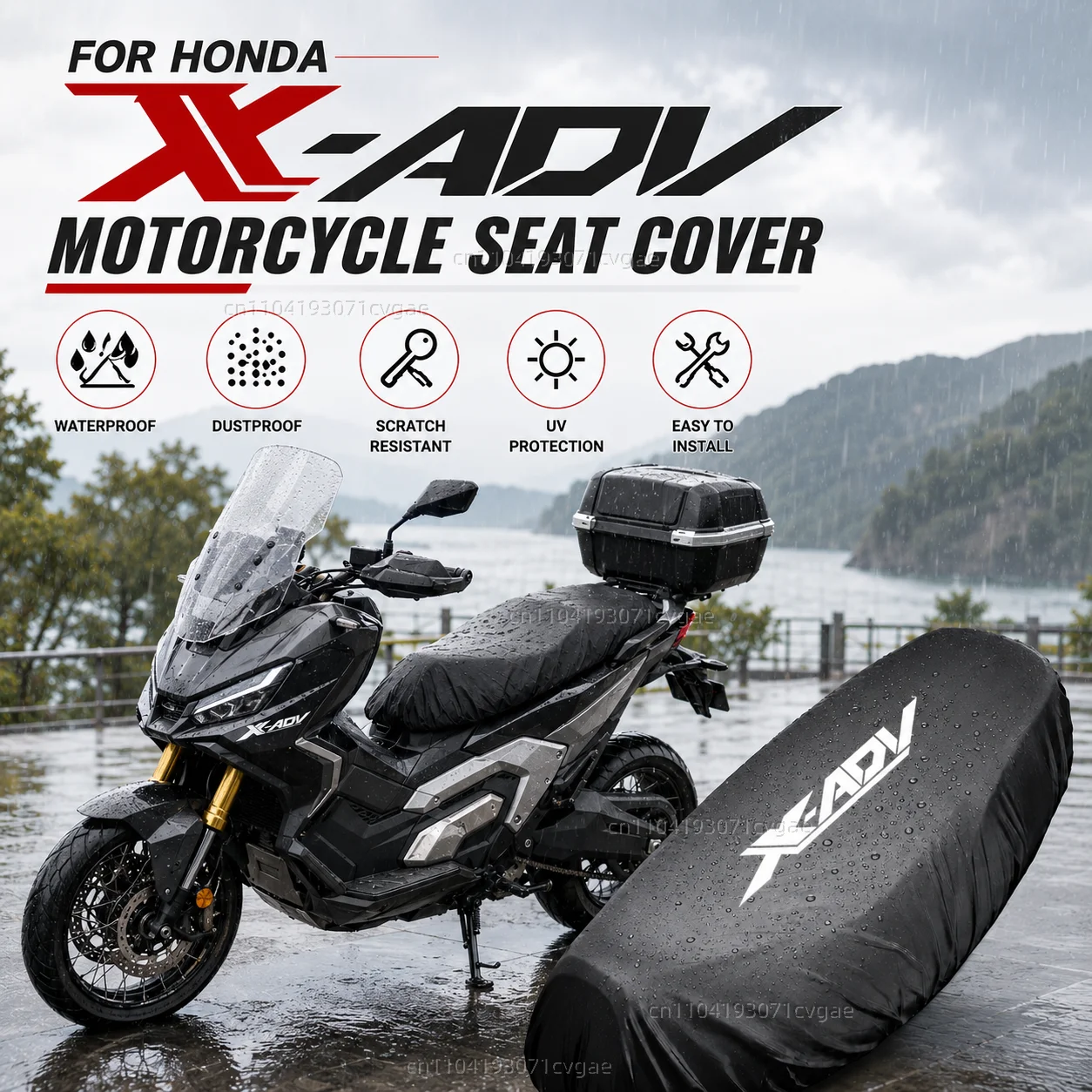 

For Honda XADV750 XADV150 X-ADV X Adv 750 150 2014-2020 Motorcycle Rain Seat Cover Waterproof Saddle Cover Black 210D UV Protect