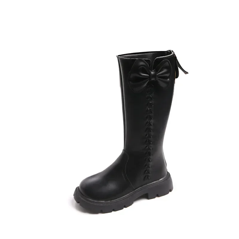 Botas de invierno para niñas, aspecto elegante, botas de tubo largo, versátiles, de terciopelo, hasta la rodilla, para invierno, 2024