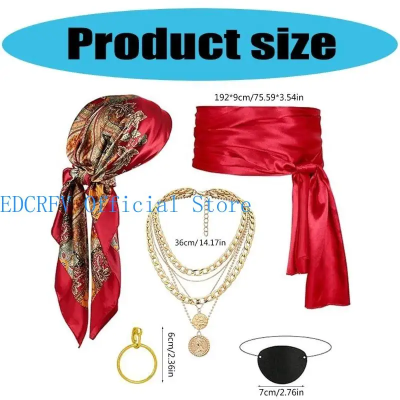 Collier ceinture bandana Pirate Bandana 39bd Accessoires pour Halloween Halloween