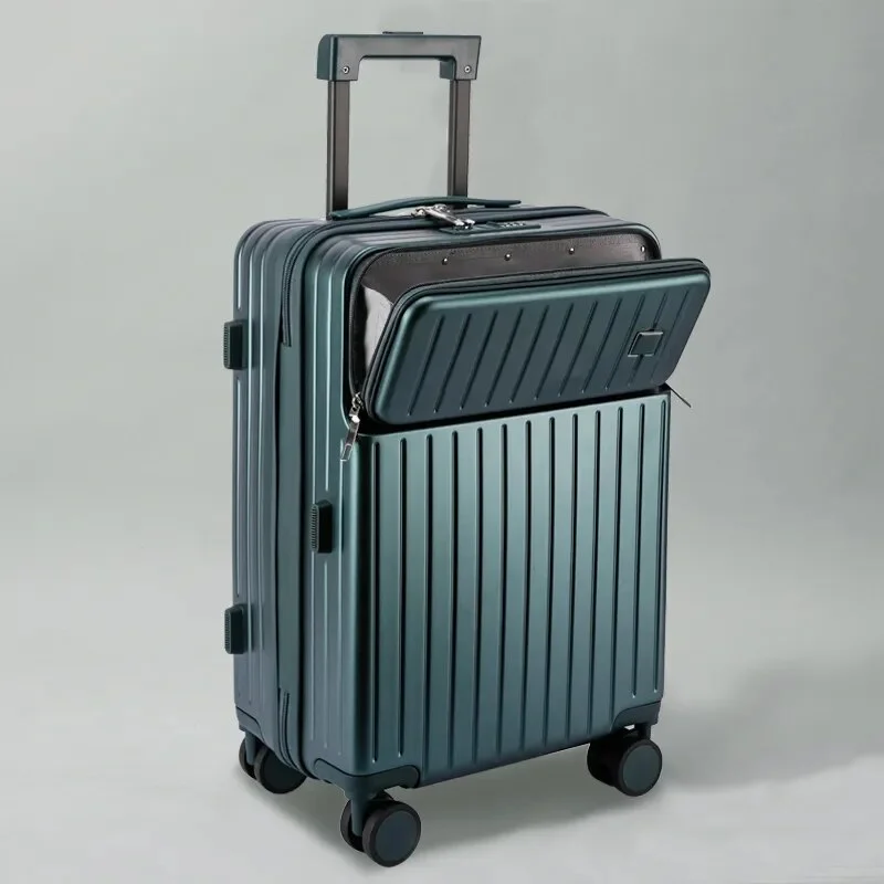 Front Opening Luggage Trolley Bag Men and Women Lightweight Rolling Luggage Spinner Universal Wheel Password Suitcase