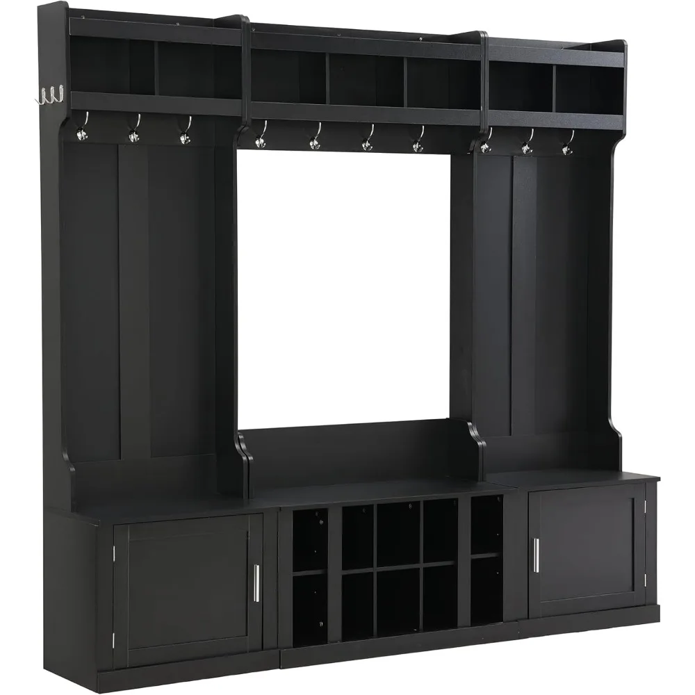 شجرة قاعة تخزين مع 10 خطافات ورف معطف المدخل وأثاث غرفة الطين على شكل مكعبات للأحذية #2