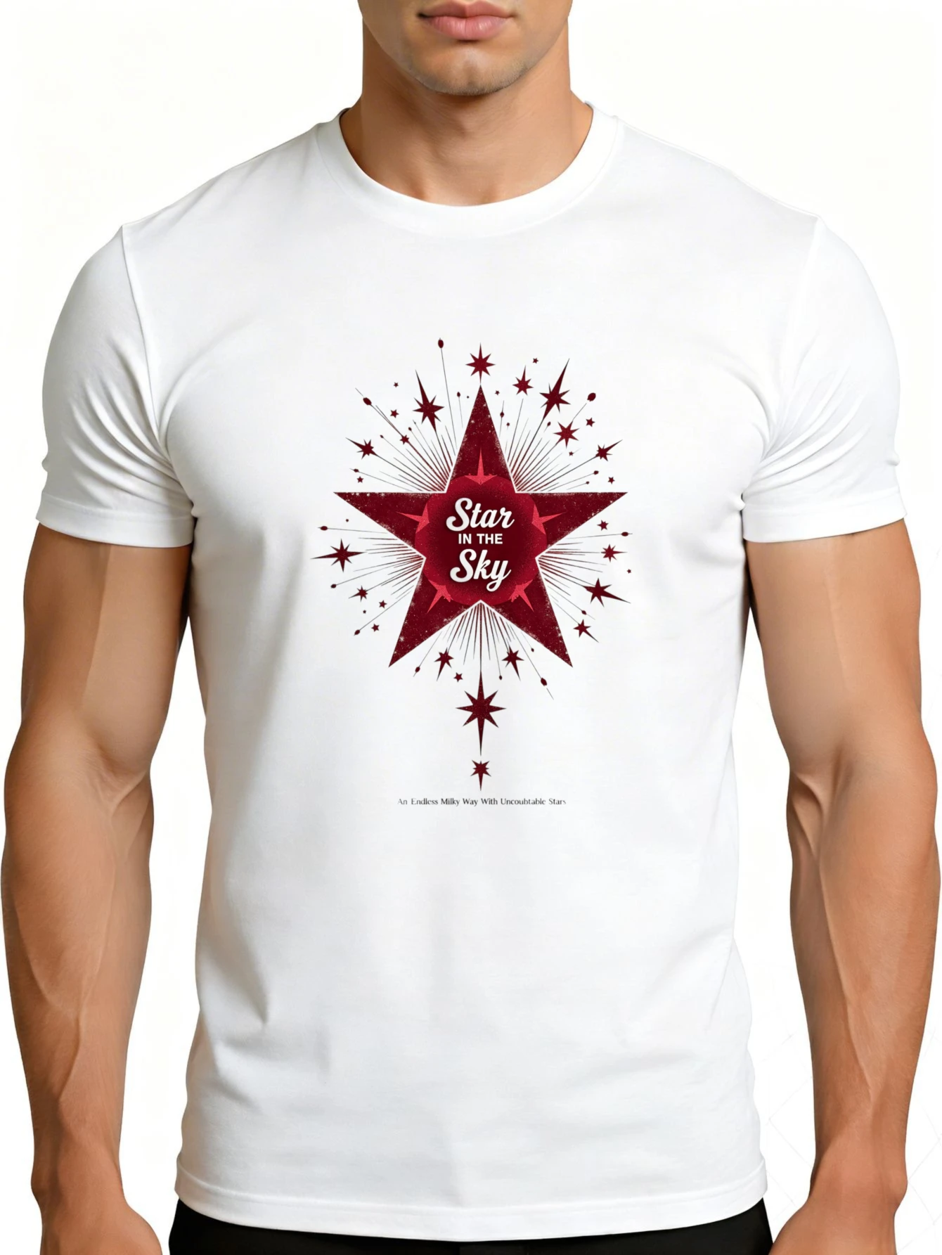 Casual Style Men's T-Shirt with Starry Sky Pattern, Summer Wear, Gift for Him