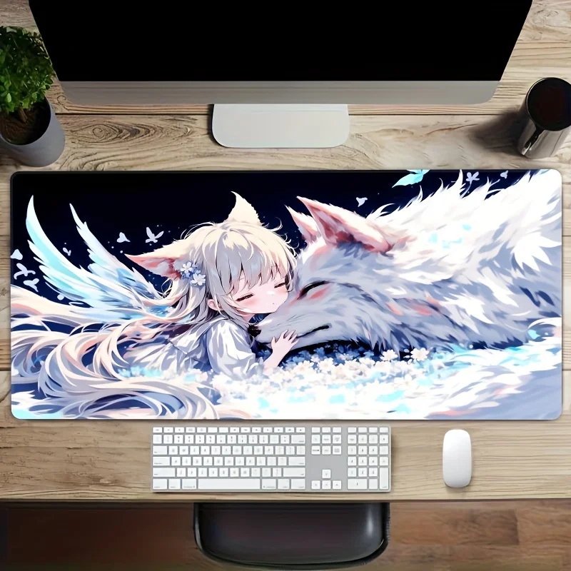 mouse-pad-gamer-raposa-kawaii-e-lobo-branco-tapete-de-mesa-grande-antiderrapante-com-estetica-azul-magica-para-gamers-e-home-office