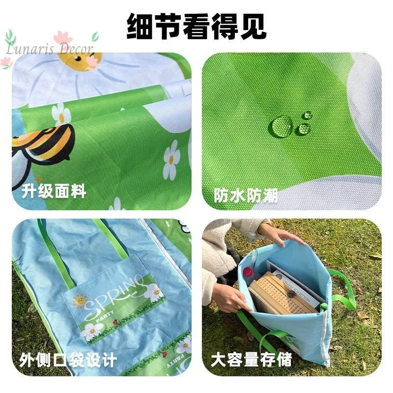 2pcs 2-in-1 backpack, picnic mat, thickened waterproof and moisture-proof mat, camping mat, foldable spring outing seat cushion,