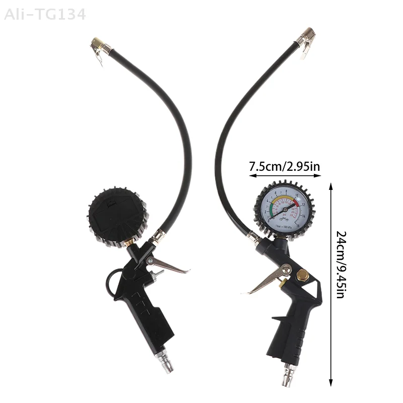 Multifunctional 220PSI Car & Motorcycle Tire Air Pressure Monitoring Gauge Tester Air Compressor Dial Meter Inflator Pump Tool