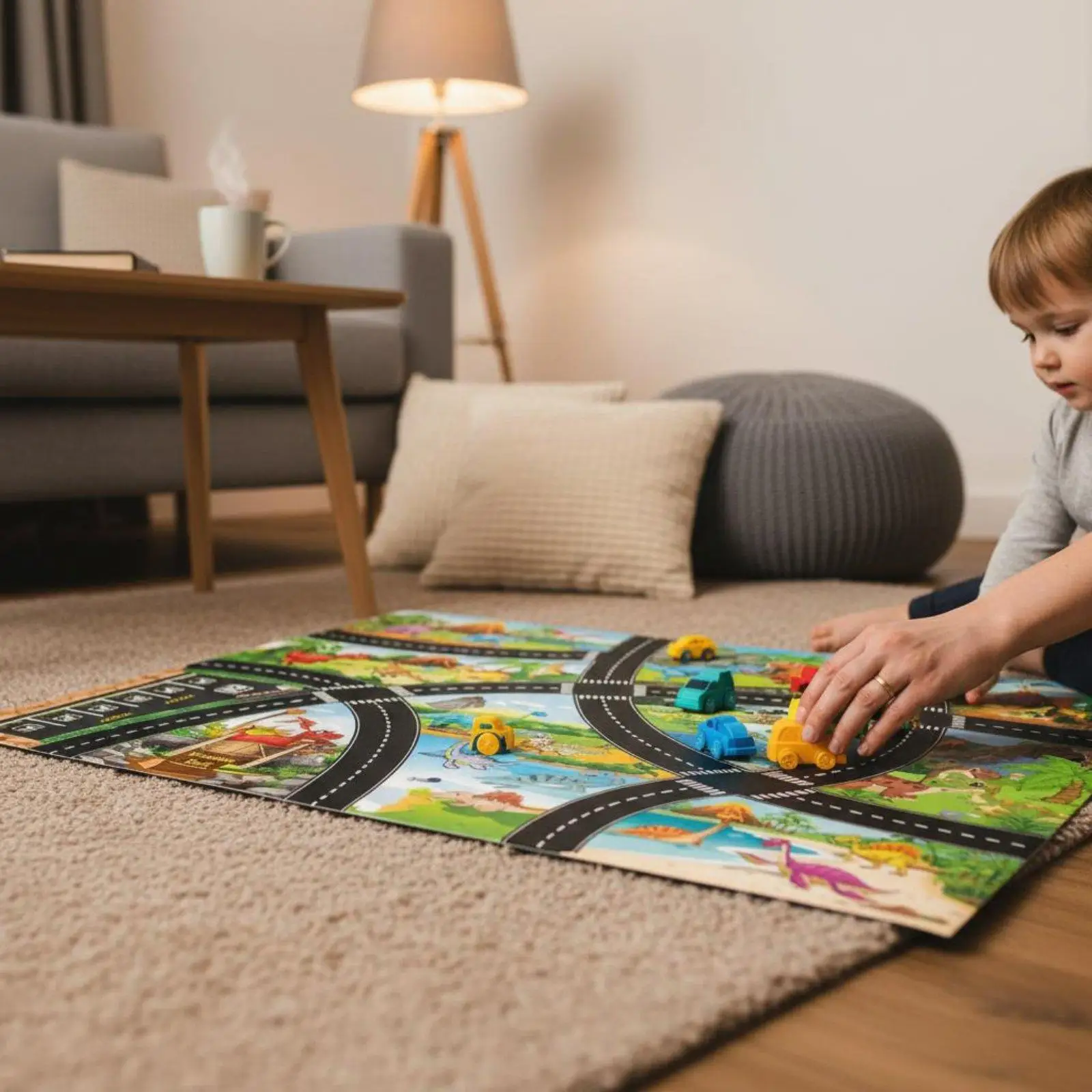 Large Traffic Road Sign Educational Play Mat for Children Toy Car Mat Creative City Layout Kids Play Area Activity Rug