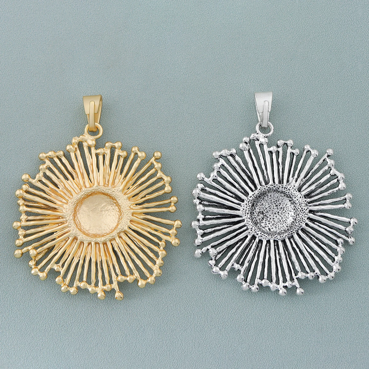 Gold/Silver Fashionable Huge Sunflower Pendant Charm Fit Necklace Jewelry Making , 1 PC