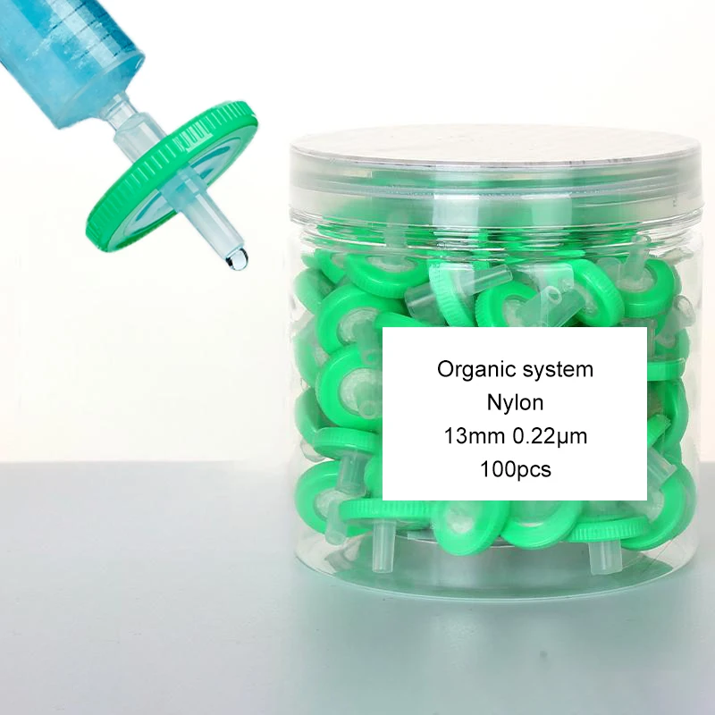 

100 шт. нейлоновый фильтр 13 мм 25 мм 33 мм 0,22 мкм игольчатый фильтр мембранный шприц органическая нейлоновая мембрана PP корпус