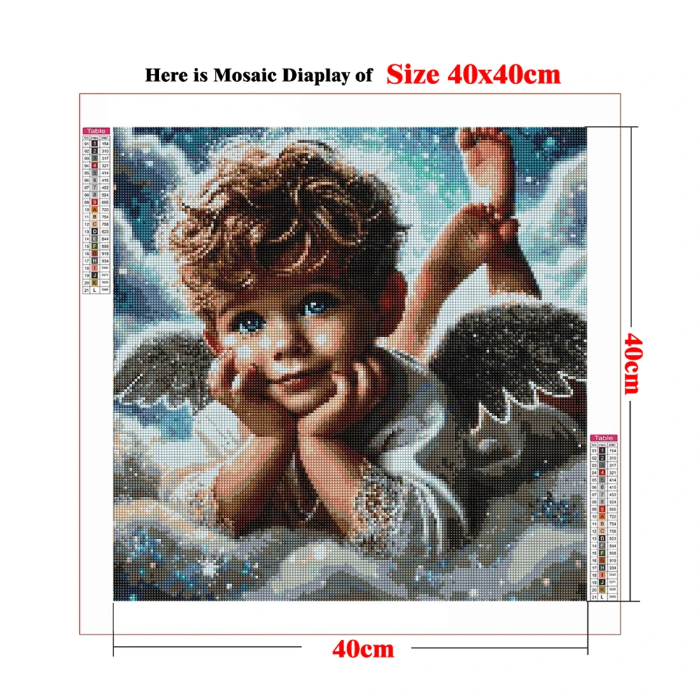 Baby Boy Angel DIY Diamond Painting Spiritual Painting of Cute Kid with Wings for Nursery, Bedroom or Prayer Room Decoration