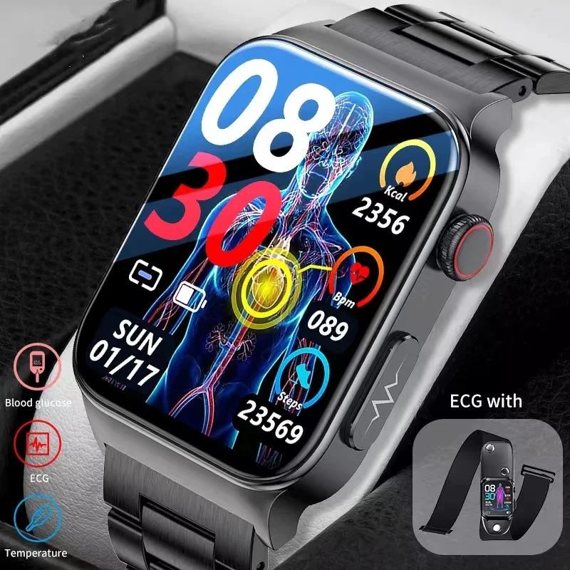 Multi-function Smart Watch New E500 Small Size Body Temperature Heart Rate Blood Pressure Support SPO2 Waterproof IP68 Laser ECG