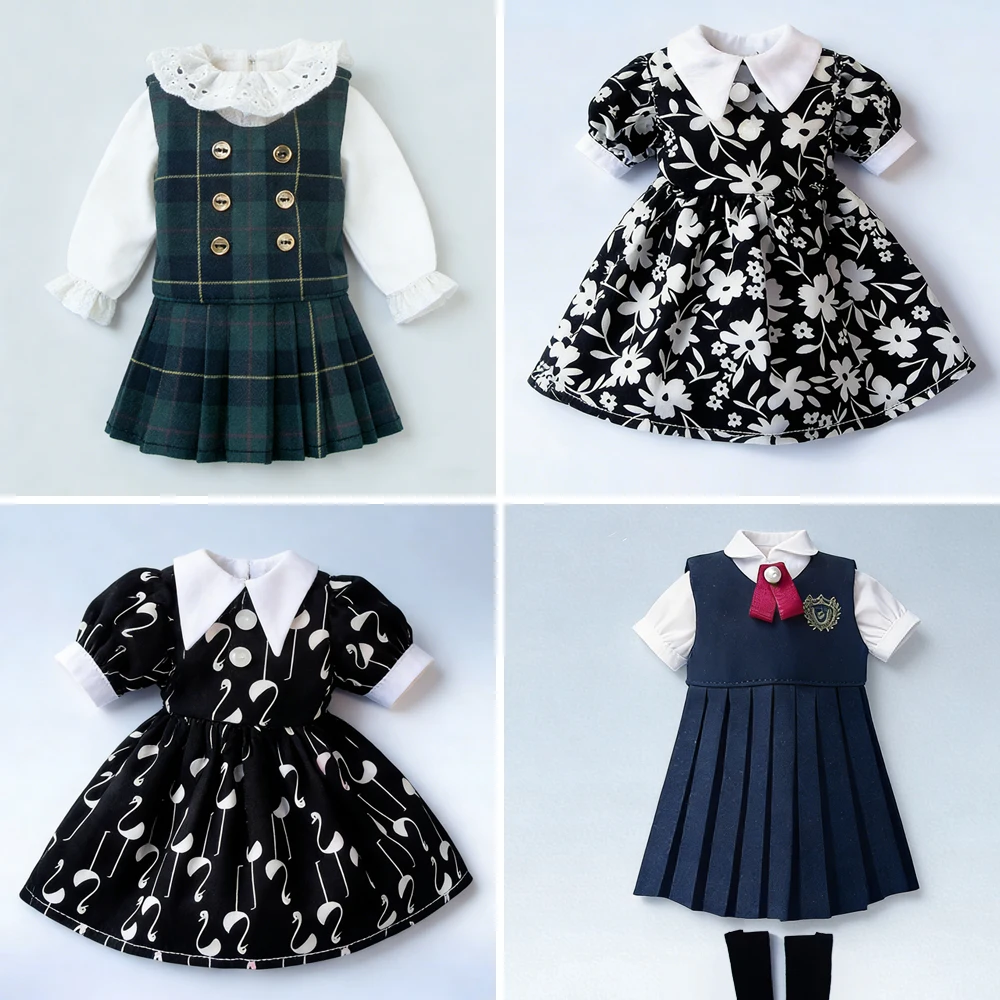Blyth ubrania księżniczka sukienka w kwiaty sukienka koszula mundurek uniwersytecki zestaw Licca Azones Ob22 24 27 akcesoria dla lalek plisowana spódnica w kratę