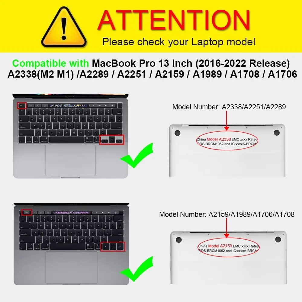 Case For MacBook Pro 13 inch M2 2024 2023 2022-2016Release M1 A2338 A2289 A2251 A2159 A1989 A1706 A1708 Hard Case&Keyboard Cover