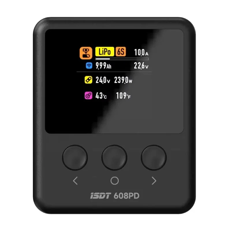 A34M-ISDT 608PD DC 240W/10A USB C 140W/5A Smart Digital Charger For Life/Lilon/Lipo/Lihv/Nimh/Pb RC Drone Battery