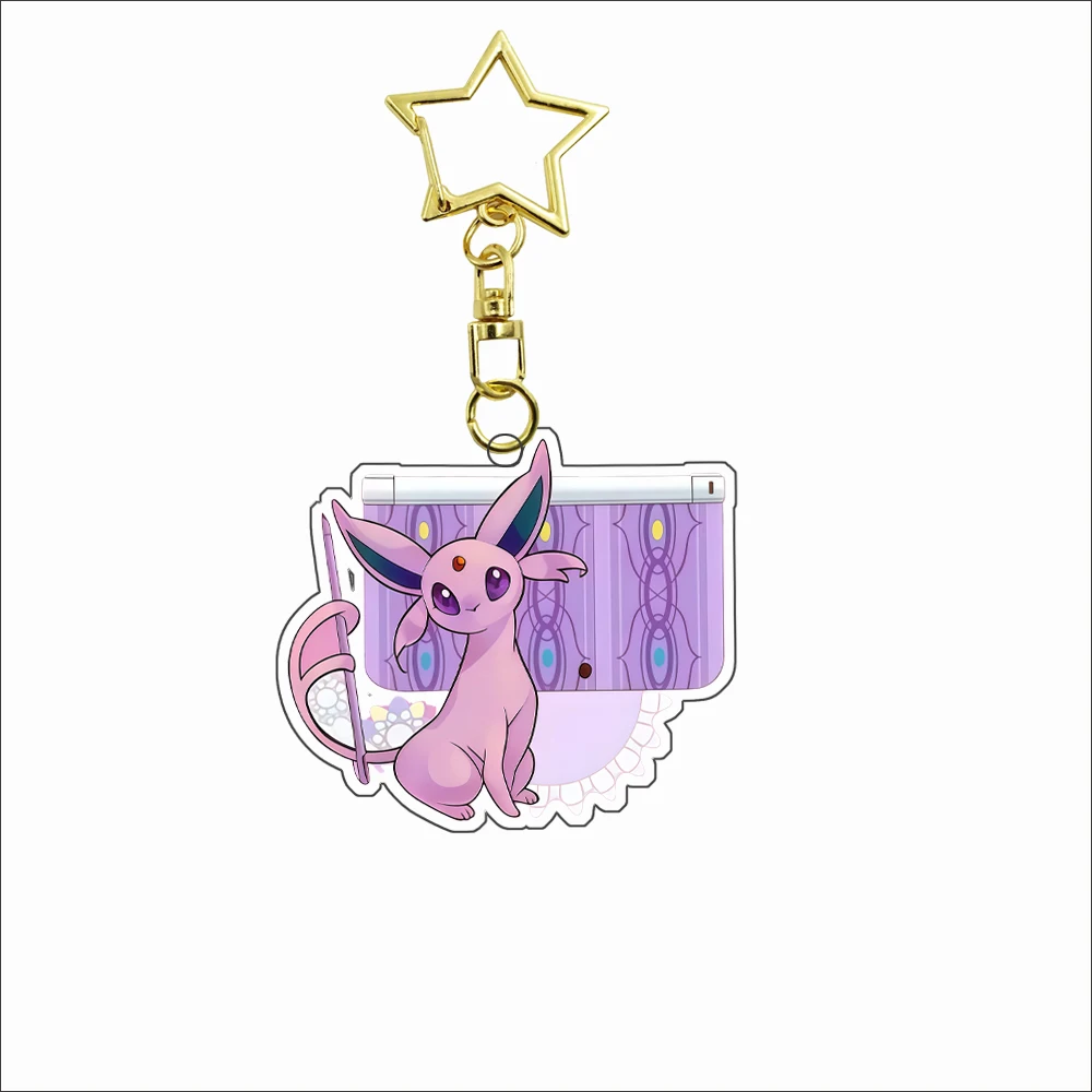 Acrylic Q Version Character Keychain for Espeon Flareon Glaceon Sylveon Eevee Vaporeon Anime Decoration Collection Lovely Gift