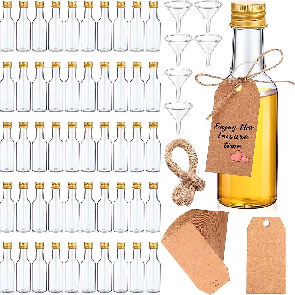 

Mini Liquor Bottles Set, 1.7oz Plastic Spirit Bottles Mini Plastic Alcohol Shot Bottles with Caps, Liquid Funnels for Party