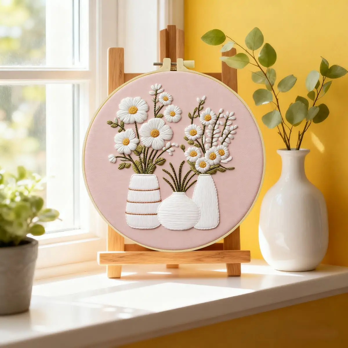 1 Stück 20X20CM/15X15CM 7,87/6,3 Zoll Vase Stickerei Starter-Kit DIY-Kit DIY-Stickerei-Set Handarbeiten Nähkunst Malerei – Detail 4