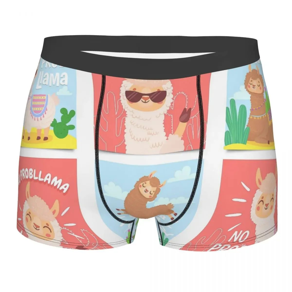 Happy Alpaca Clever Lively Naughty Lovely Cherubic Underpants Cotton Panties Male Underwear Print Shorts Boxer Briefs