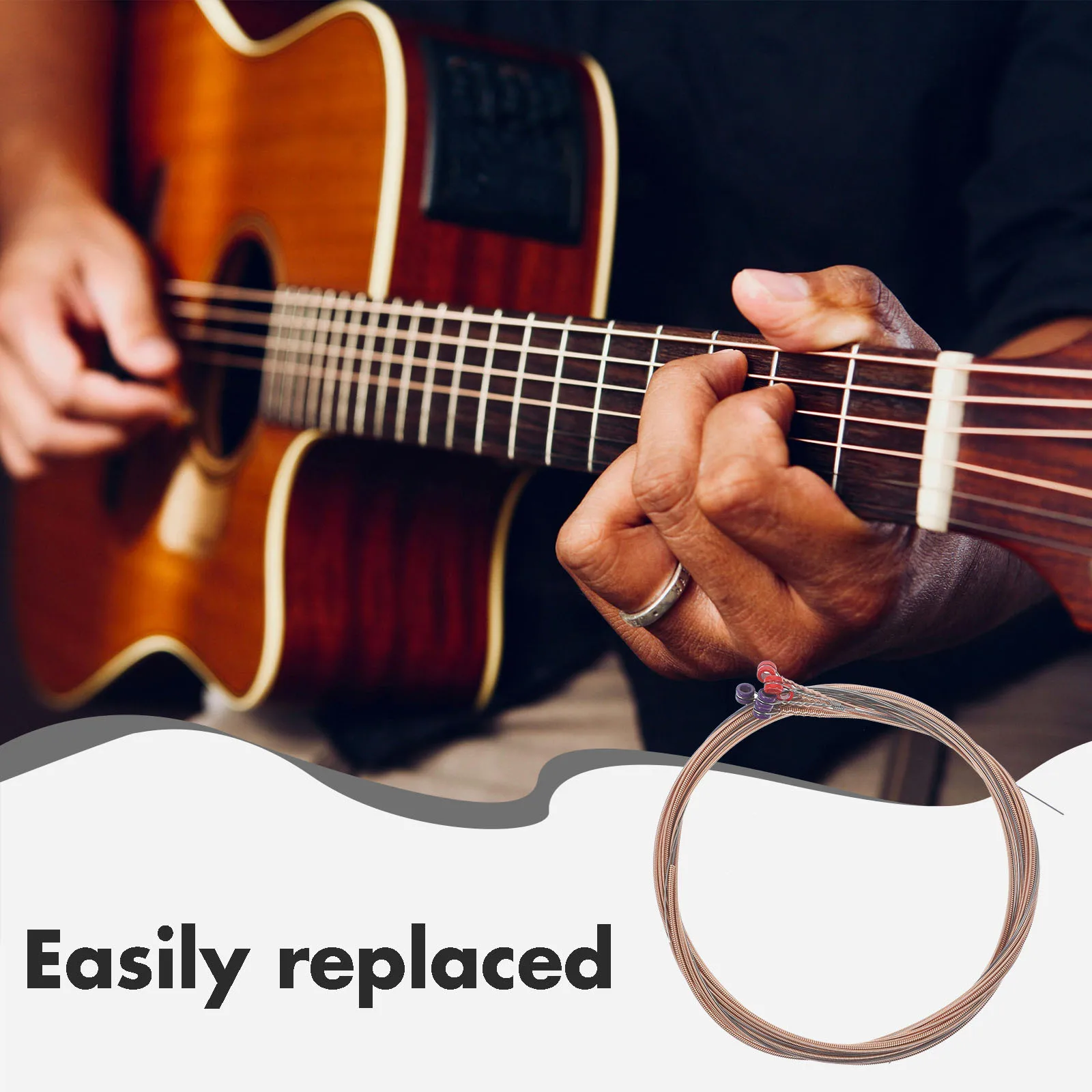 Confezione durevole di corde in metallo di ricambio per corde folk da 6 corde acustiche per chitarra folk, riparazione, chitarra per prestazioni musicali