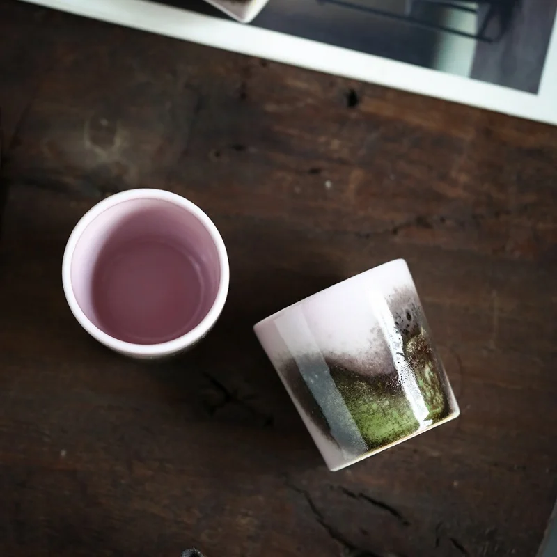 ★Jingdezhen Handmade Soda Kiln Tea Cup Porcelain Master Cup Tea Cup Jade Pink Amber Single Cup Lettered Cup