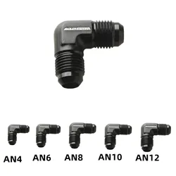 Adaptateur de raccord de carburant évasé mâle noir, AN3, AN4, AN6, AN8, AN10, AN12, 90